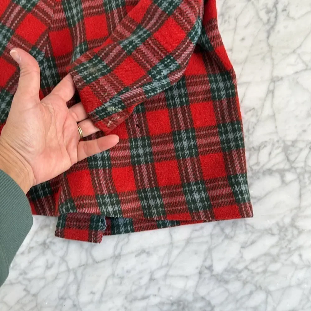 Vintage Plaid Wool Coat Peacoat Sz 4/5